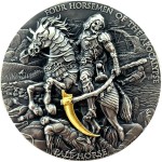Niue Island PALE HORSE series FOUR HORSEMEN OF THE APOCALYPSE $5 Silver Coin 2021 Antique finish Ultra High Relief Gold plated 2 oz